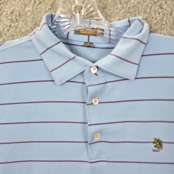 Peter Millar Polo Shirt Men's Blue & red Stripes Summer Comfort Golf Size L - Picture 2 of 11
